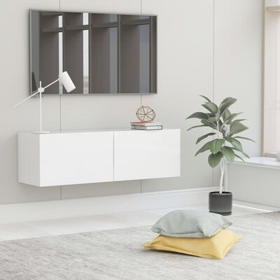 TV-meubel bewerkt hout wit - 100x30x30 cm - 70% Korting