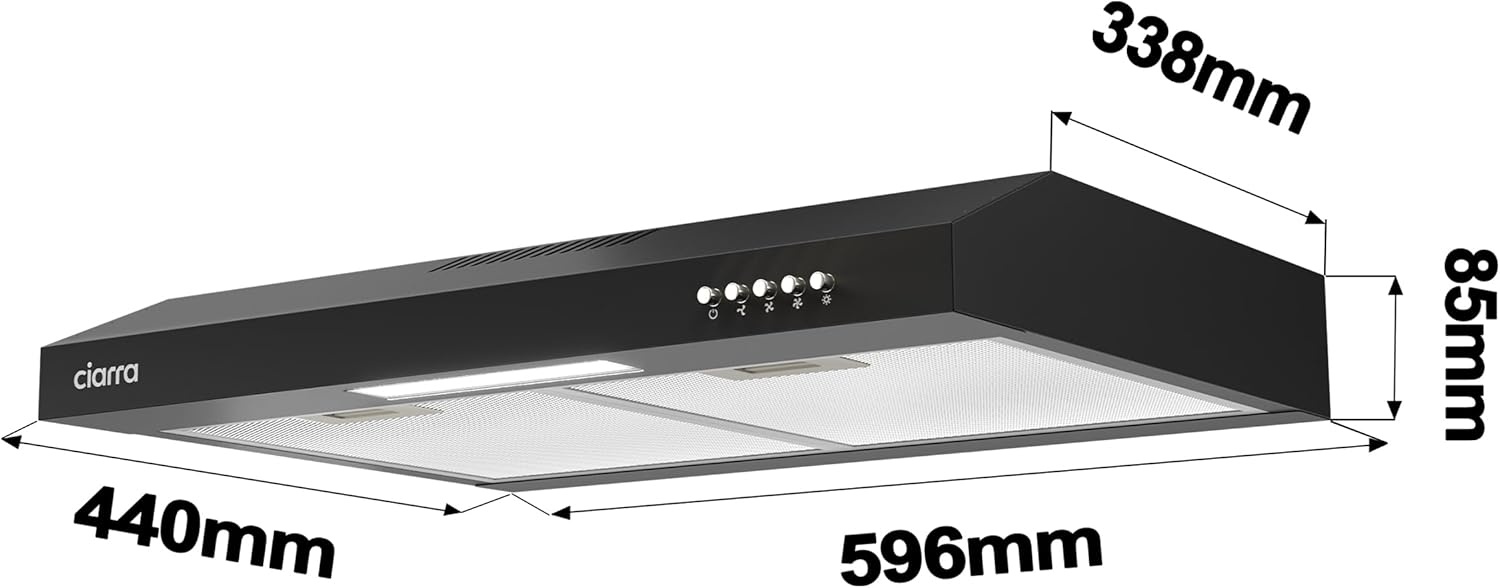 Onderbouw Afzuigkap 60cm Zwart - 65% Korting! Recirculatie/Afvoer