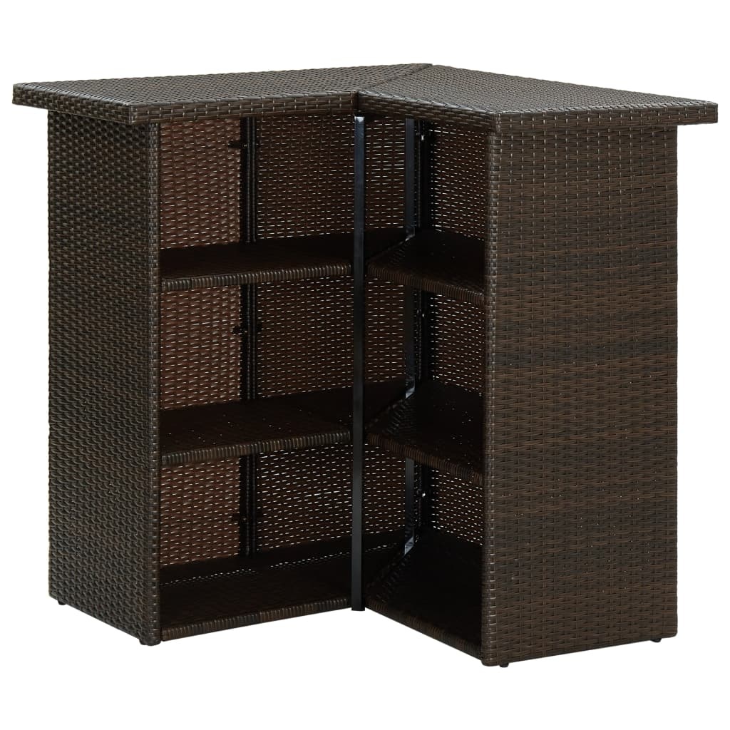 Hoekbartafel 100x50x105cm Poly Rattan Bruin - 61% Korting!