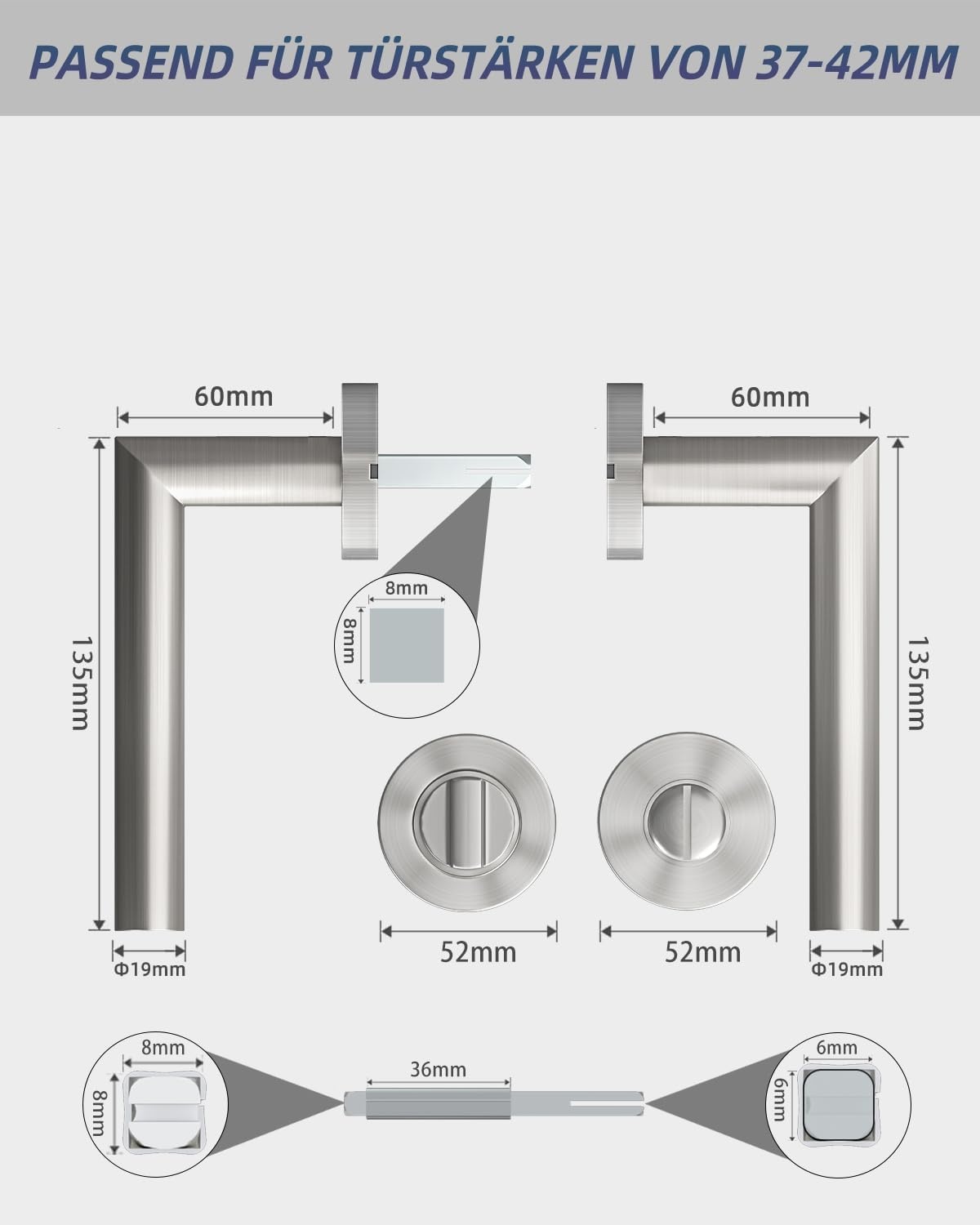 RVS Deurbeslagset Binnendeuren Badkamer - 35% Korting!