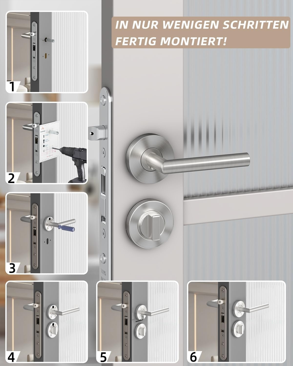 RVS Deurbeslagset Binnendeuren Badkamer - 35% Korting!