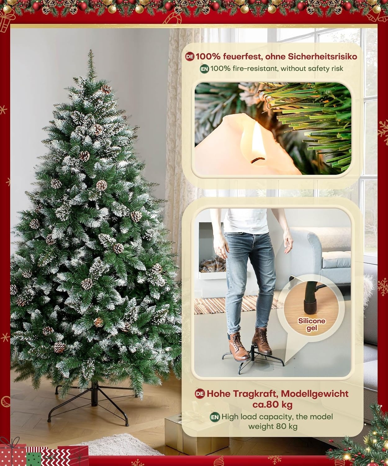 Besneeuwde Den Kerstboom 180 cm | Met Dennenappels | 64% Korting