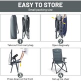 Opvouwbare Campingstoel met Hoge Rugleuning & 4 standen - 40% korting!