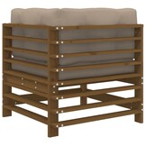 vidaXL Hoekbank Grenenhout Honingbruin met Kussens - 35% Korting