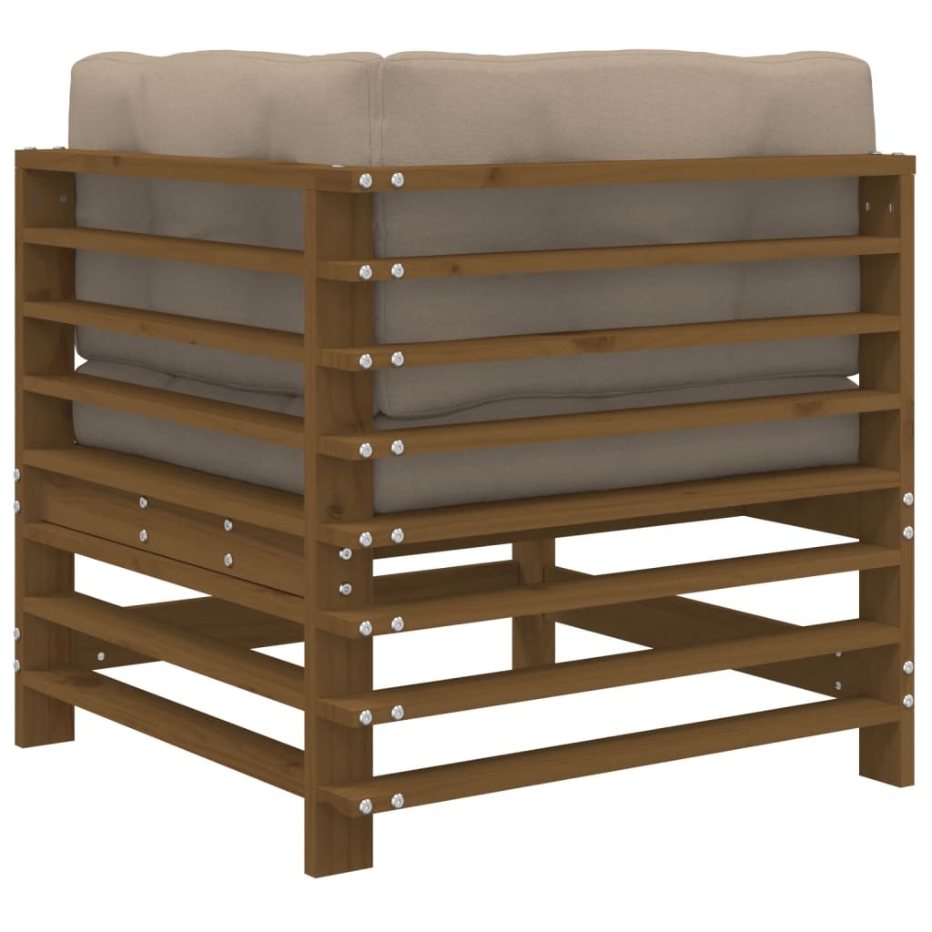 vidaXL Hoekbank Grenenhout Honingbruin met Kussens - 35% Korting