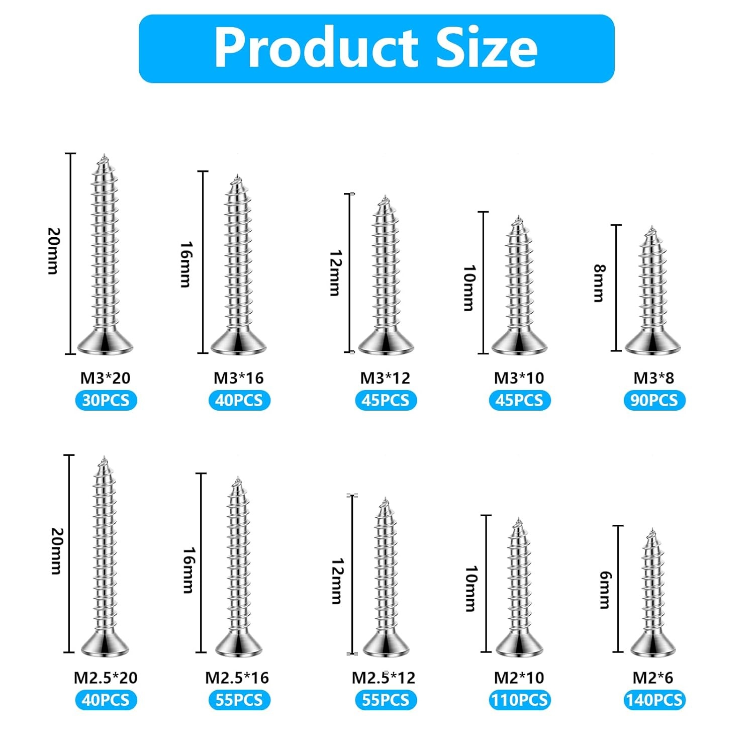 650x Zelftappende Schroeven Assortiment M2-M3 Koolstofstaal - 32% Korting!