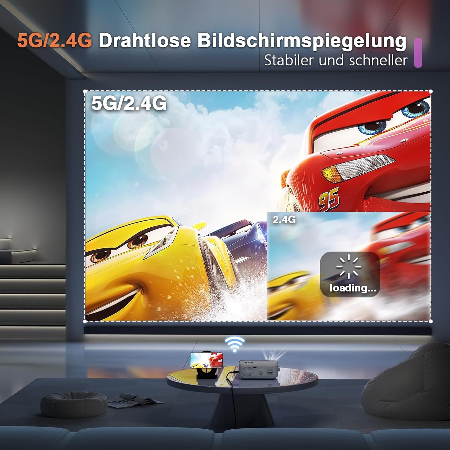 Mini-beamer Full HD 1080p met 5G WiFi & 50% Zoom - 29% Korting!