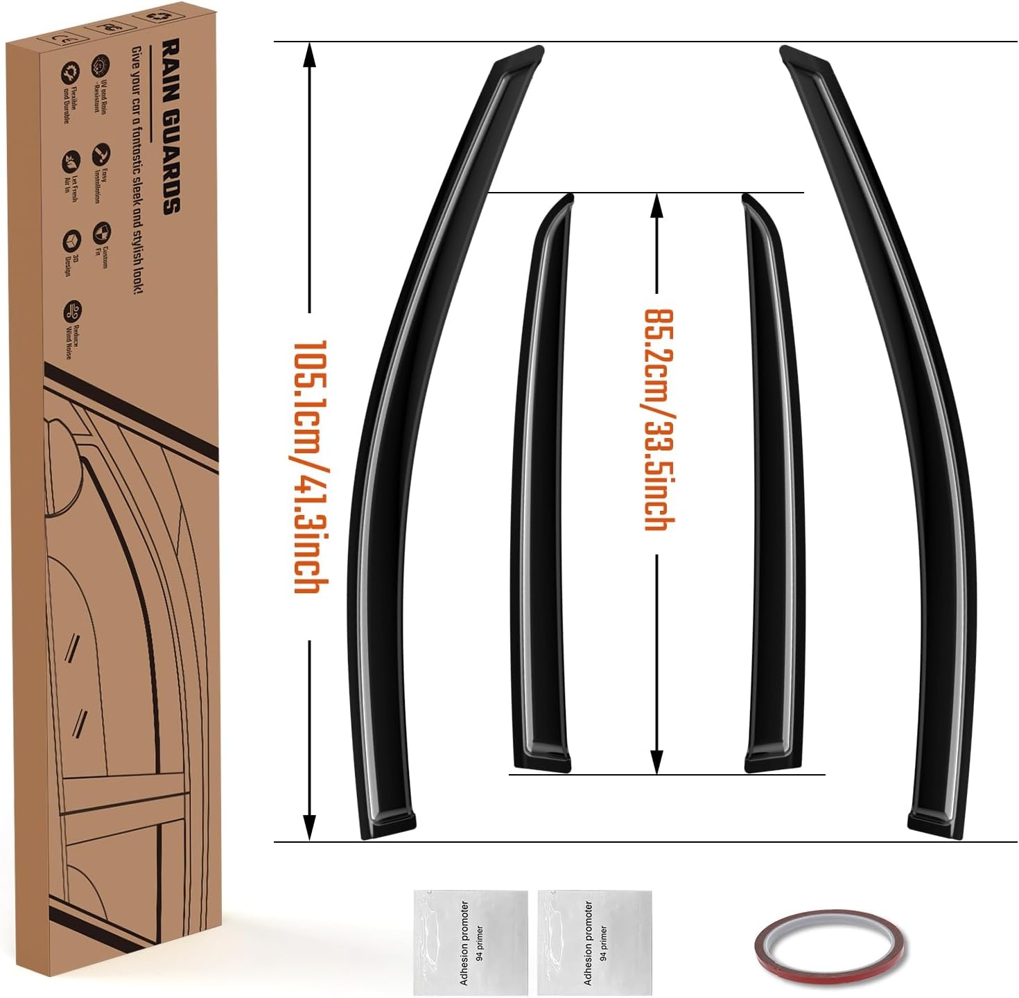 Winddeflectors VW Golf 7 (2014-2020) - 4 stuks Zwart (-47%)