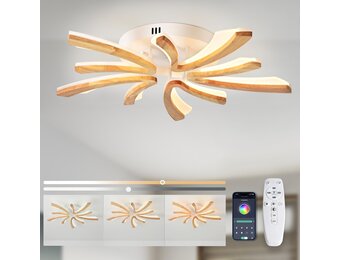 Houten LED Plafondlamp Dimbaar (53% Korting)