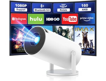 Mini-projector 4K/1080p: Android 11, WiFi/BT, 180° Rotatie (-29%)