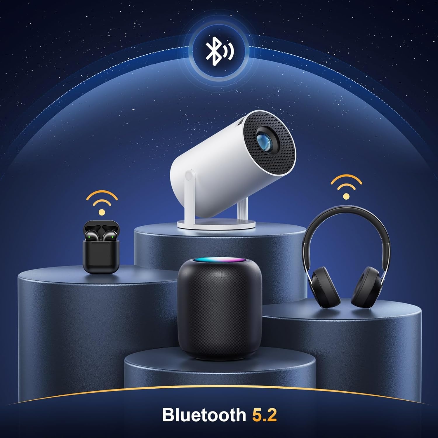 Mini-projector 4K/1080p: Android 11, WiFi/BT, 180° Rotatie (-29%)