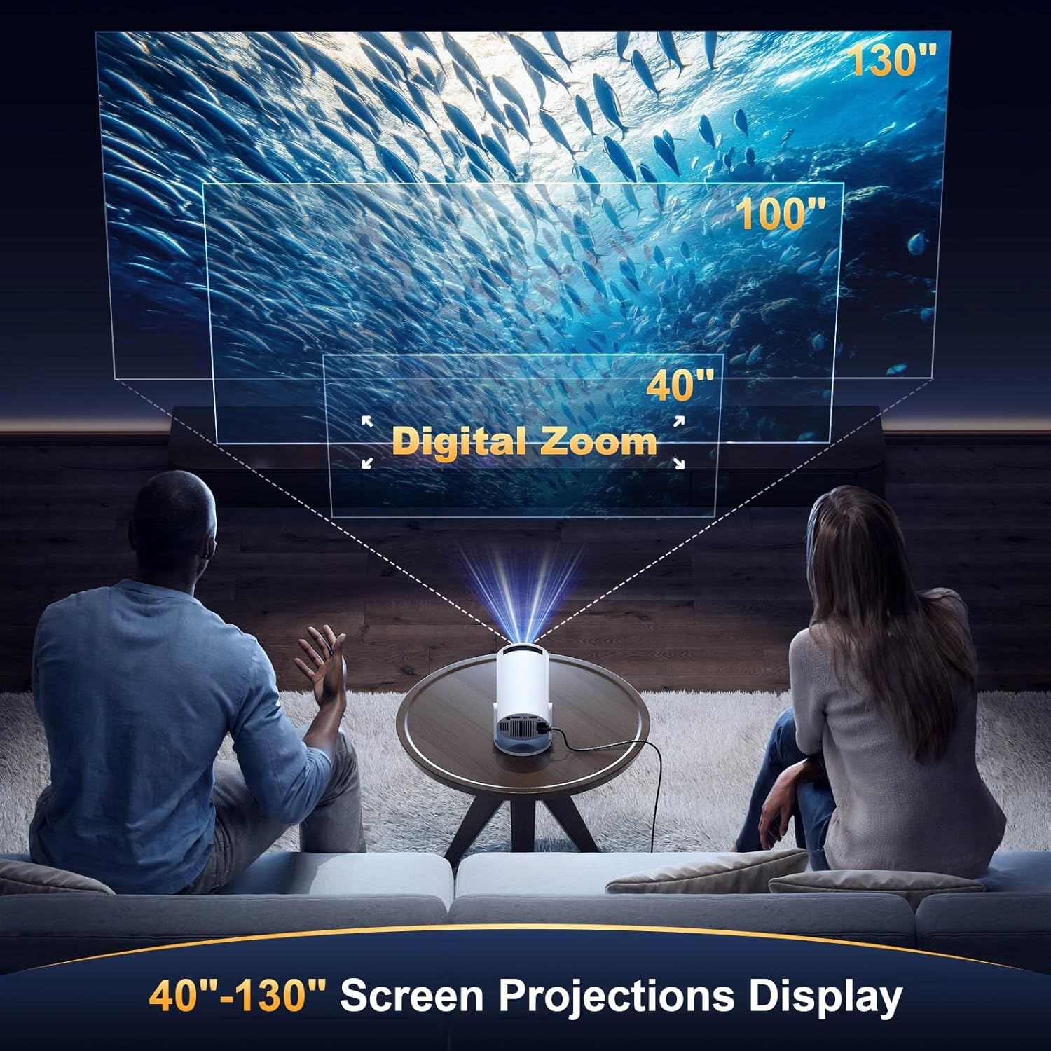 Mini-projector 4K/1080p: Android 11, WiFi/BT, 180° Rotatie (-29%)