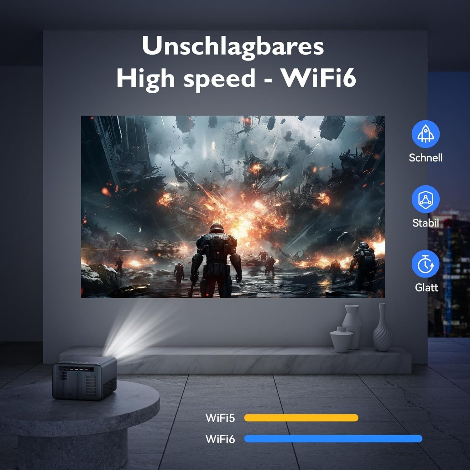 4K Smart Beamer - 35% Korting! Wifi6, Autofocus