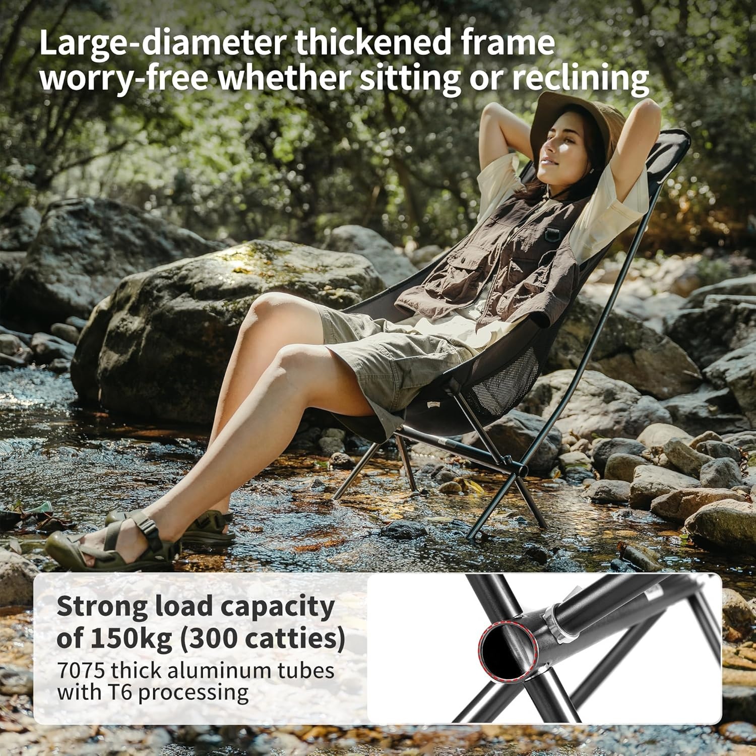 Opvouwbare Moon Chair L - Ultralicht Zwart (29% Korting!)