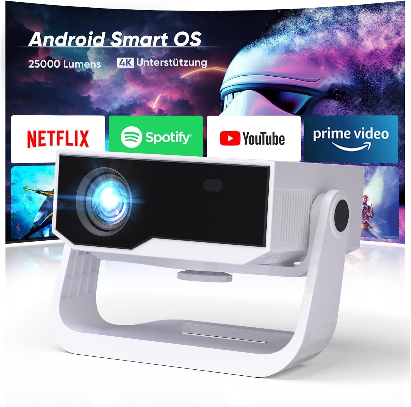 Full HD Smart Projector: 28000lm, Android 11, WiFi 6 (29% korting)
