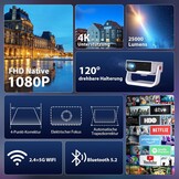 Full HD Smart Projector: 28000lm, Android 11, WiFi 6 (29% korting)