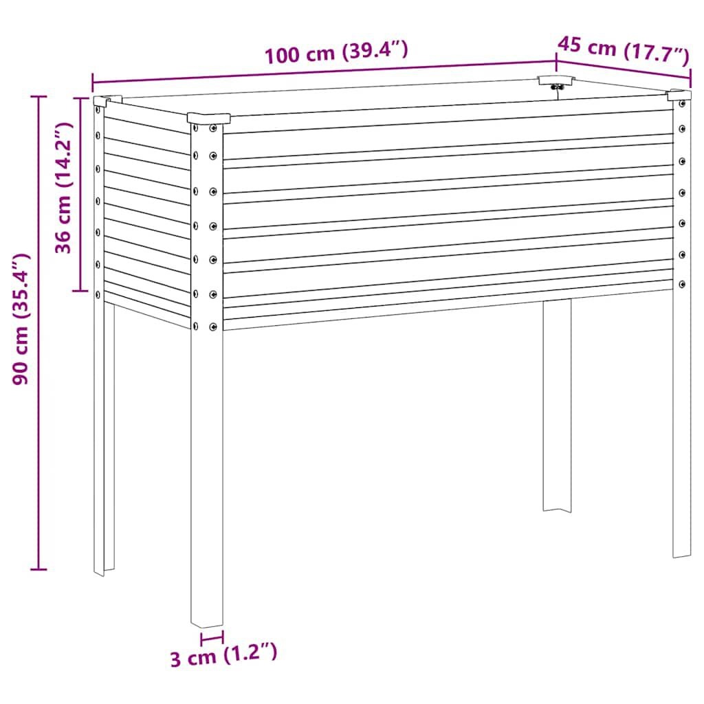 vidaXL Plantenbak Staal Grijs 100x41x90 cm - 34% Korting