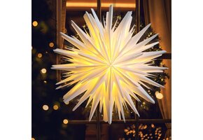 Witte Papieren Kerstster Verlicht - Ø 60 cm - 76% Korting