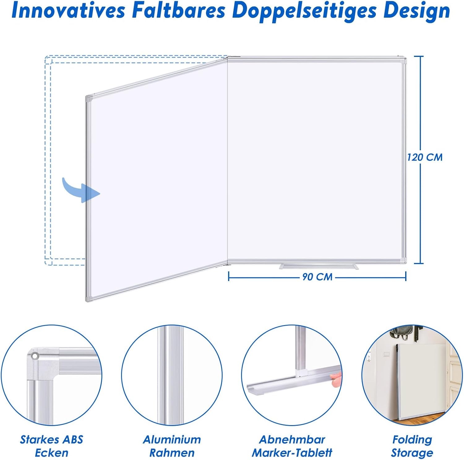 Magnetisch Whiteboard 180x120cm Dubbelzijdig - 37% Korting!