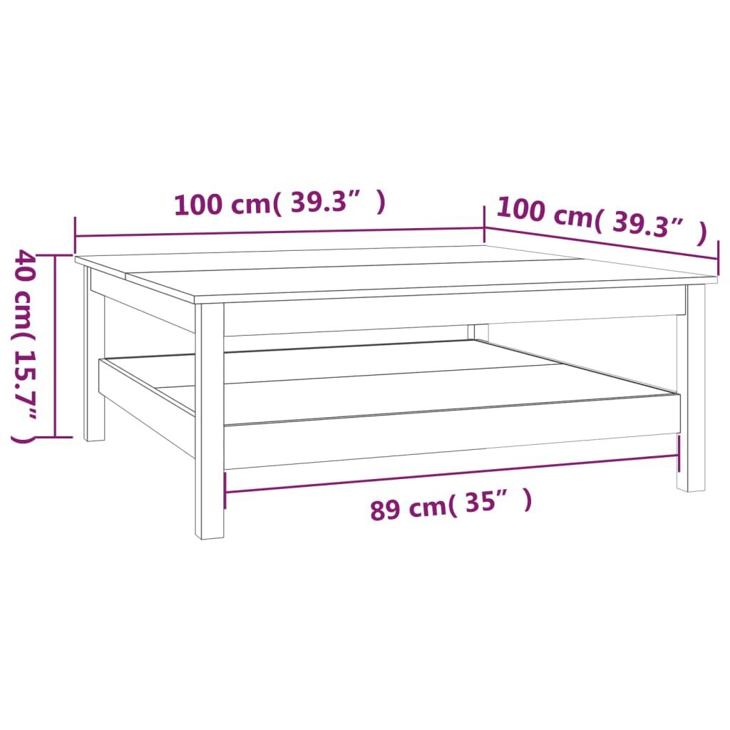 vidaXL Salontafel Grenenhout Wit 100x100cm - Nu 66% Korting!