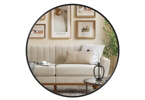 Ronde Wandspiegel Ink Black 50x50cm met Aluminium Frame | 51% Korting