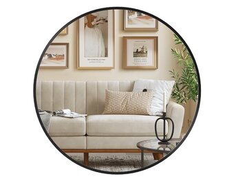 Ronde Wandspiegel Ink Black 50x50cm met Aluminium Frame | 51% Korting