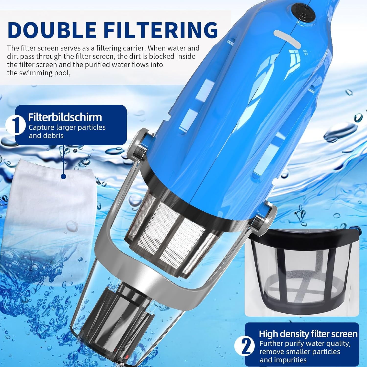 Draadloze Zwembadzuiger met Accu & Telescoopsteel - 41% Korting!