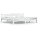 Houten Bedframe Grenenhout Wit 200x200 cm - 68% Korting!