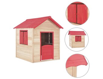 vidaXL Kinderspeelhuis Vurenhout Rood - 61% Korting!