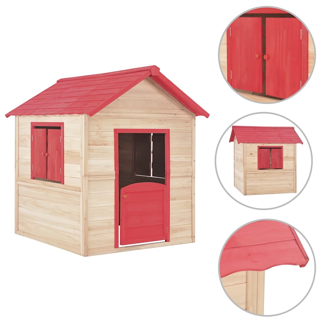 vidaXL Kinderspeelhuis Vurenhout Rood - 61% Korting!
