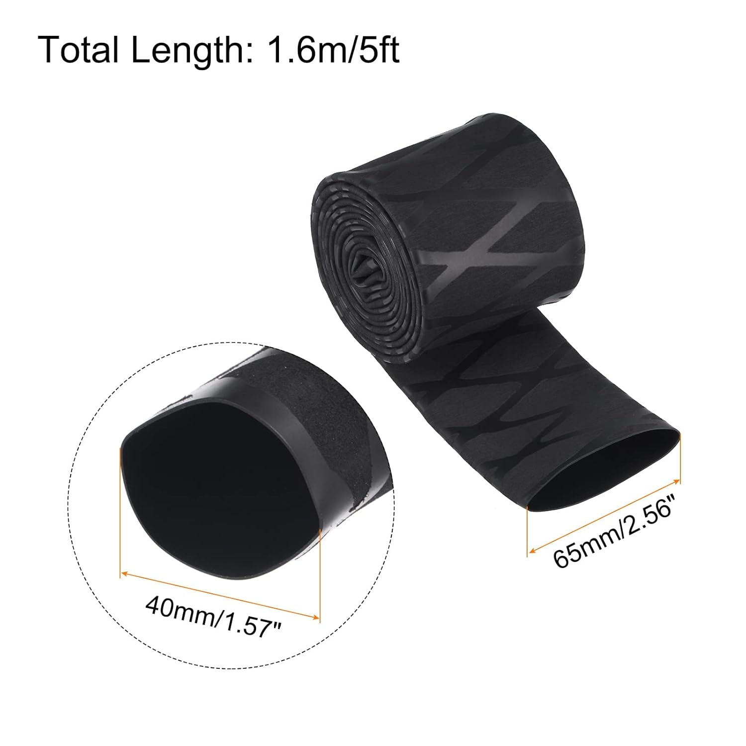 Zwarte Antislip Krimpkous voor Hengels (40mm, 1.6m) - 28% Korting!