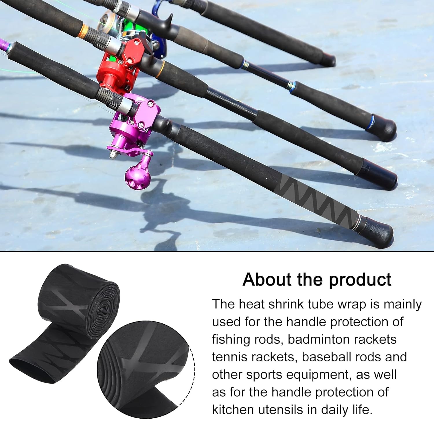 Zwarte Antislip Krimpkous voor Hengels (40mm, 1.6m) - 28% Korting!