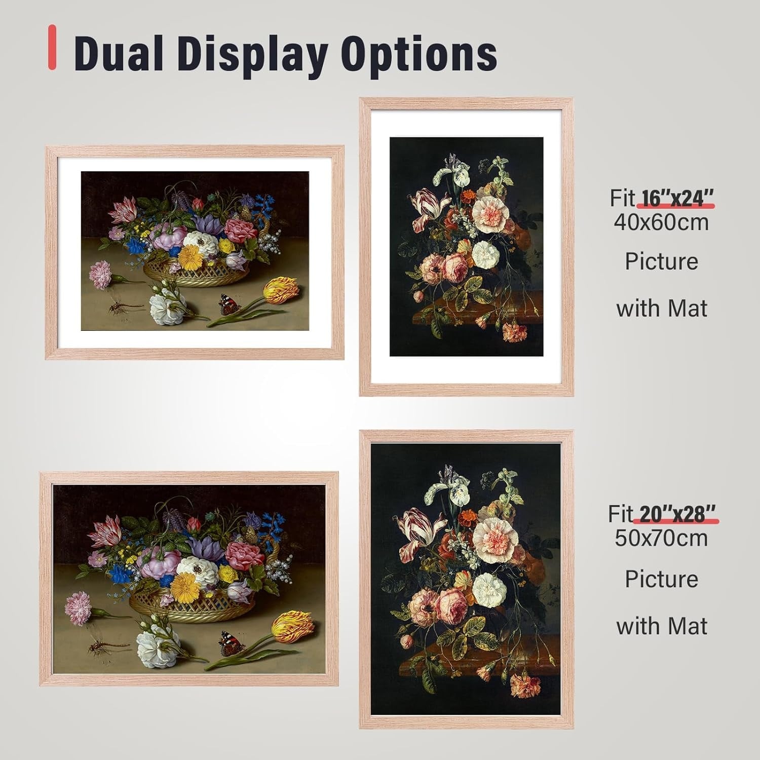 Fotolijst Hout Naturel 50x70 cm met Passe-partout & Plexiglas - 69% Korting