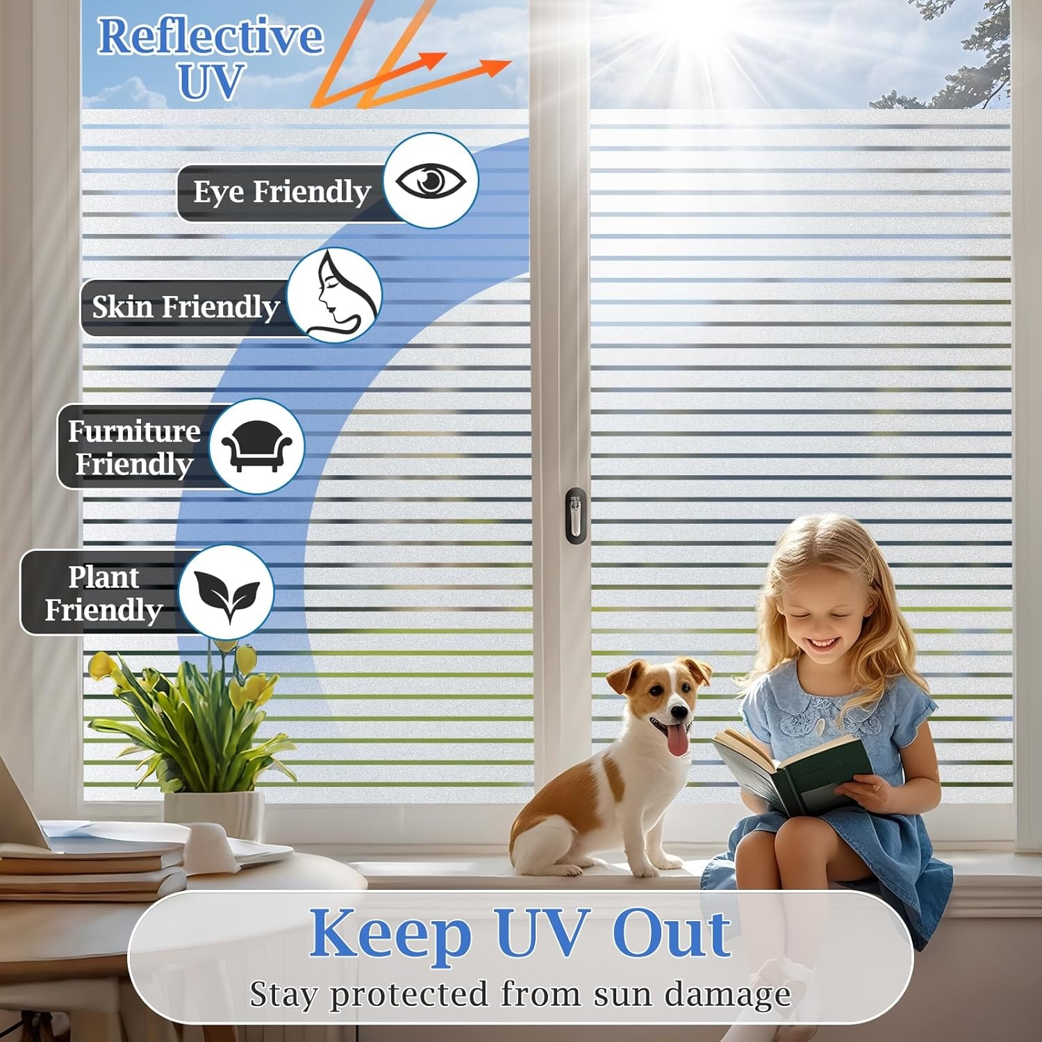 Raamfolie privacy decoratief glinsterend zelfklevend statisch met streepdesign 75% inkijkbescherming 115x200 cm