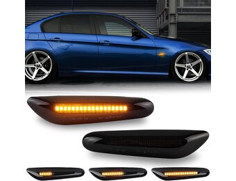 Dynamische LED Zijmarkering Richtingaanwijzers 2 Stuks Oranje Rookkleurig CAN-bus Foutloos voor BMW E46 E90 E60