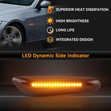 Dynamische LED Zijmarkering Richtingaanwijzers 2 Stuks Oranje Rookkleurig CAN-bus Foutloos voor BMW E46 E90 E60