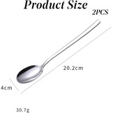 Theelepel lange handgreep 18/10 RVS gepolijst - Set van 2 - 18,5 cm - voor ijsbekers & diepe glazen