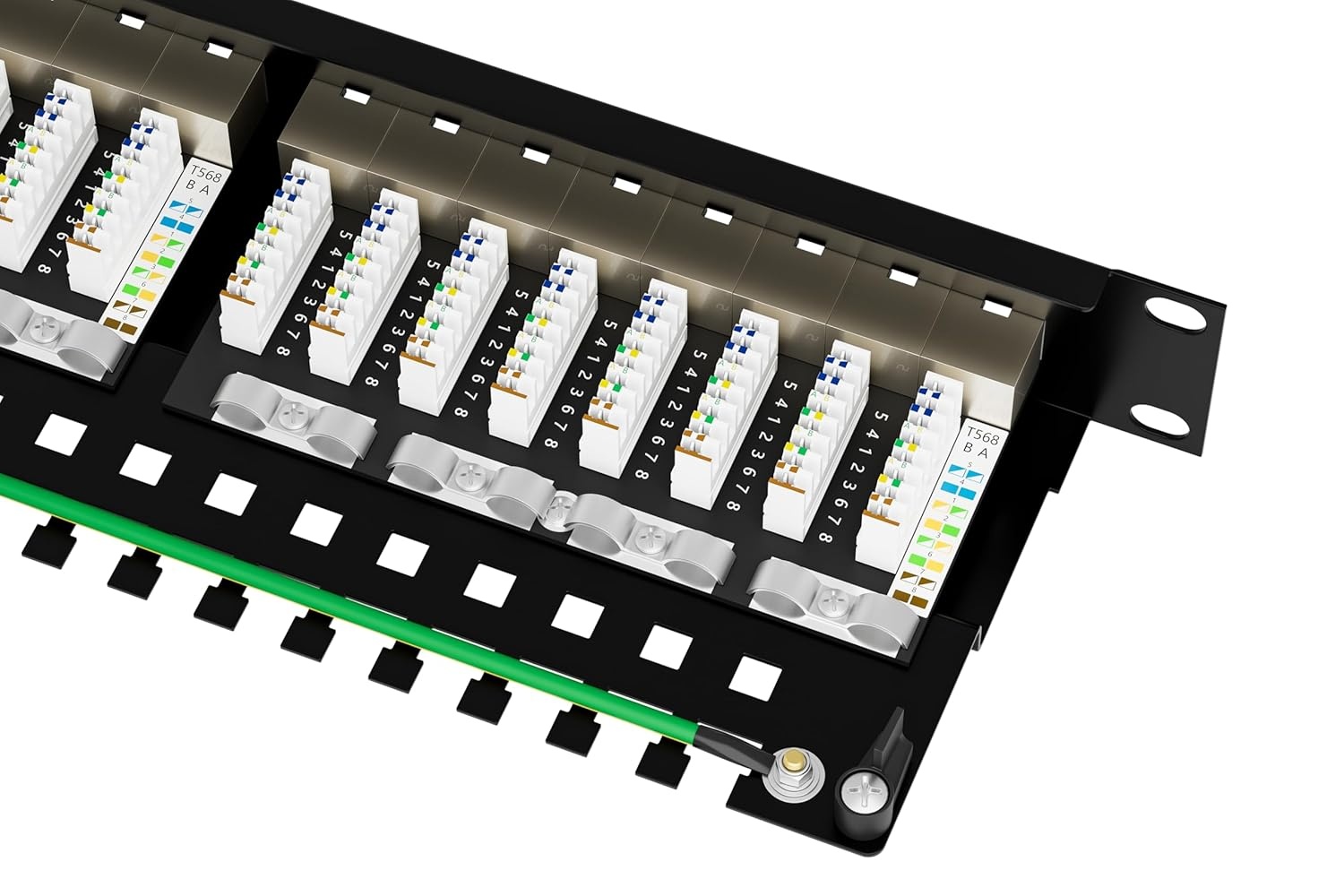 Netwerk patchpaneel CAT 7 24 poorten RJ45 afgeschermd 19 inch rackmontage Gigabit
