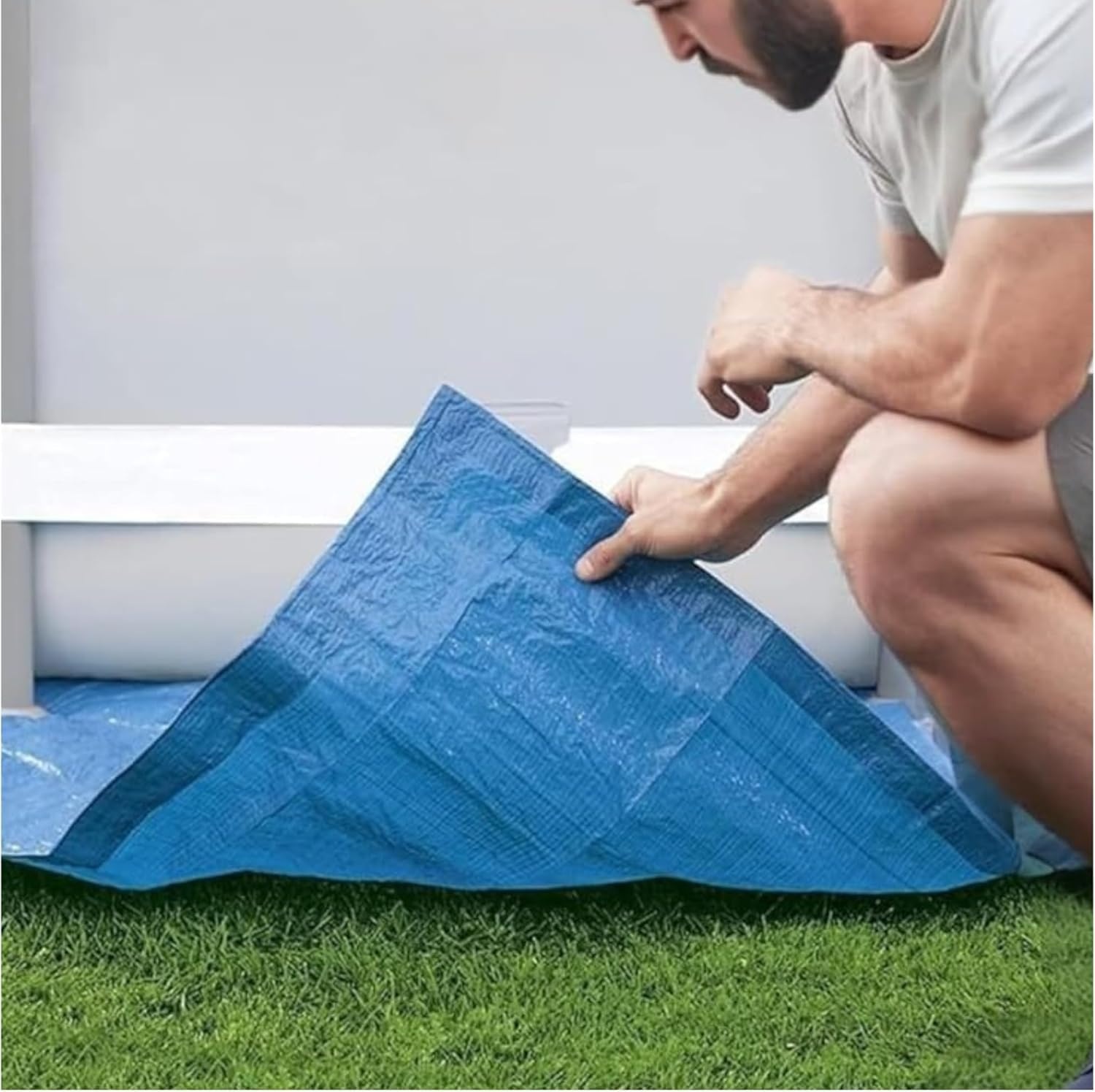 Zwembadmat Blauw 400x400 cm PVC | 43% Korting