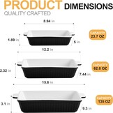 Ovenschaal set 3-delig rechthoekig keramiek 33x23.5 cm 4000 ml met handvat oven-, vaatwasser- & magnetronbestendig
