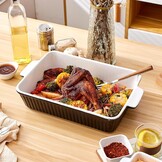 Ovenschaal set 3-delig rechthoekig keramiek 33x23.5 cm 4000 ml met handvat oven-, vaatwasser- & magnetronbestendig