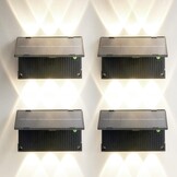 Buiten Muurverlichting Zonnelamp LED 4 stuks, Updown, IP65 Waterdicht, 3 Kleuren, Instelbare Hoek & 180° Lichtsensor voor Tuin & Terras