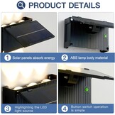 Buiten Muurverlichting Zonnelamp LED 4 stuks, Updown, IP65 Waterdicht, 3 Kleuren, Instelbare Hoek & 180° Lichtsensor voor Tuin & Terras