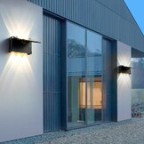 Buiten Muurverlichting Zonnelamp LED 4 stuks, Updown, IP65 Waterdicht, 3 Kleuren, Instelbare Hoek & 180° Lichtsensor voor Tuin & Terras