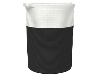 vidaXL Opbergmand Katoen Zwart/Wit Ø49x65 cm - 73% Korting!