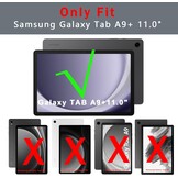 Toetsenbordhoes met afneembaar toetsenbord, trackpad, 7-kleurige verlichting, Duitse QWERTZ en penhouder voor Samsung Galaxy Tab A9+ 11 inch 2023