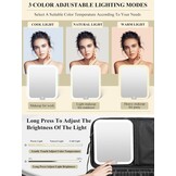 Make-up organizer tas met LED-spiegel en verlichting, grote capaciteit, waterdicht PU-leer, schouderriem en verstelbare verdelers