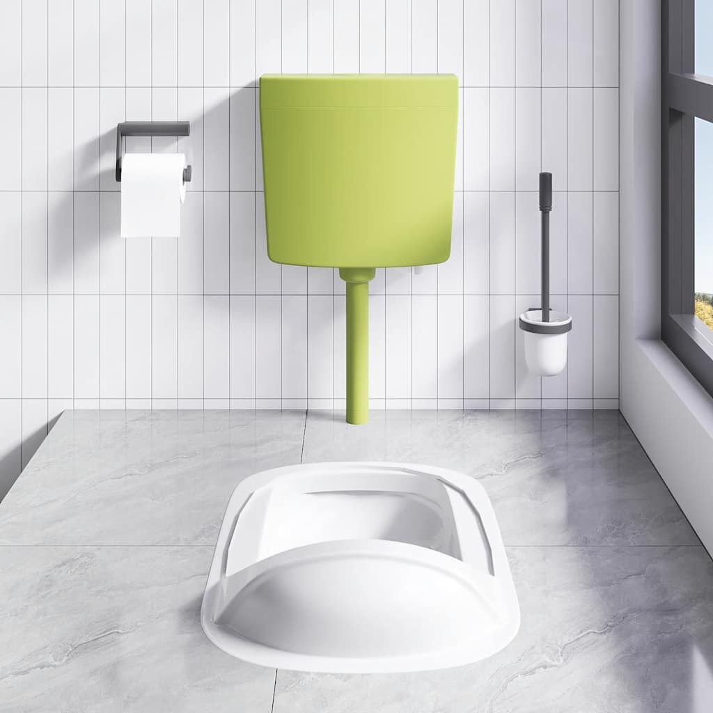 vidaXL Toiletstortbak met watertoevoer onderin 3/6 L olijfgroen