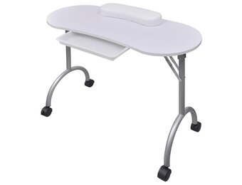 vidaXL Manicuretafel inklapbaar met wieltjes wit
