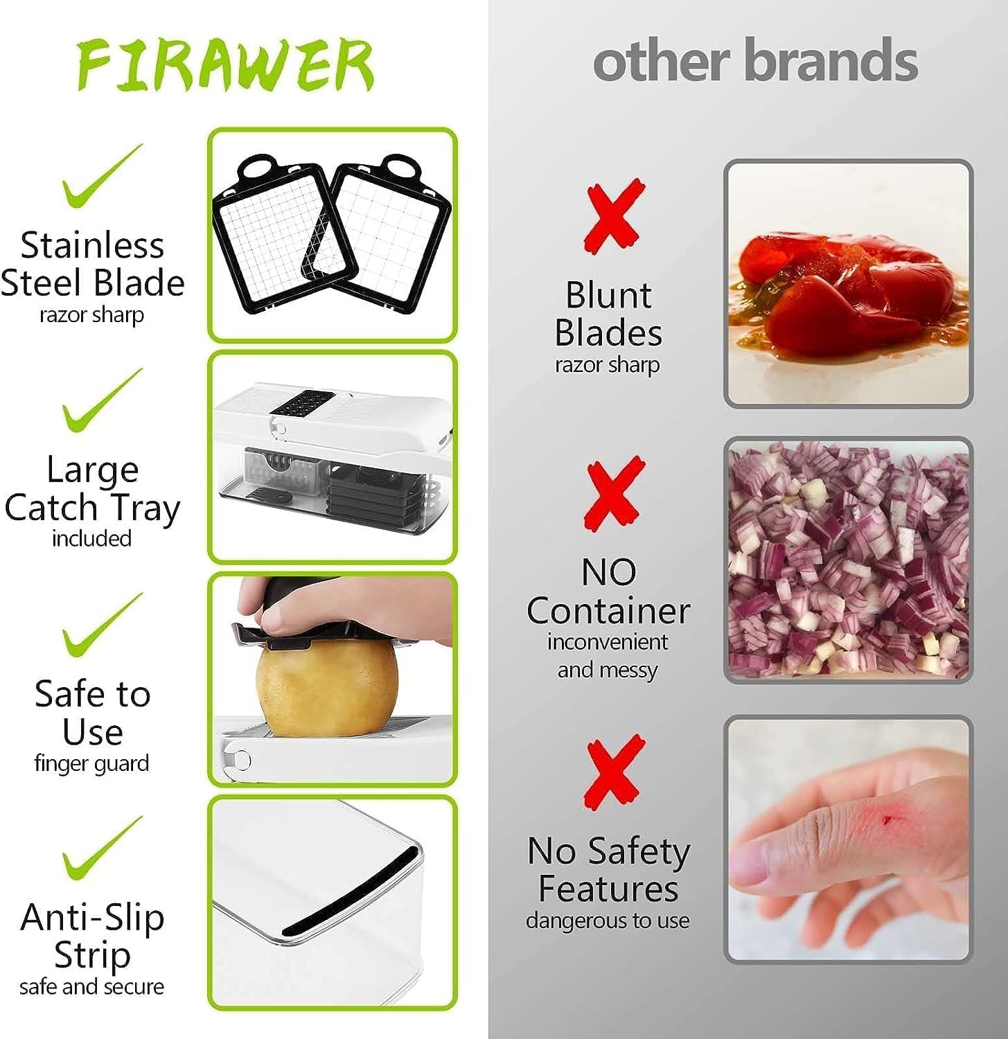 Groentehakselaar Keukenmandoline 22-in-1 met 12 messen, 1.2L opvangbak, afvoermand, uienhakker, citroenpers, eierscheider - Wit